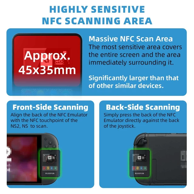Alt view image 3 of 7 - NFC Emulator Compatible with Switch 1/2, Pre-loaded Data, Store 3000+ NFC Data, 1.3" OLED Screen, Easy Button Controls, Compatible with 60+ Games, Rechargeable, Type-C Port, Black