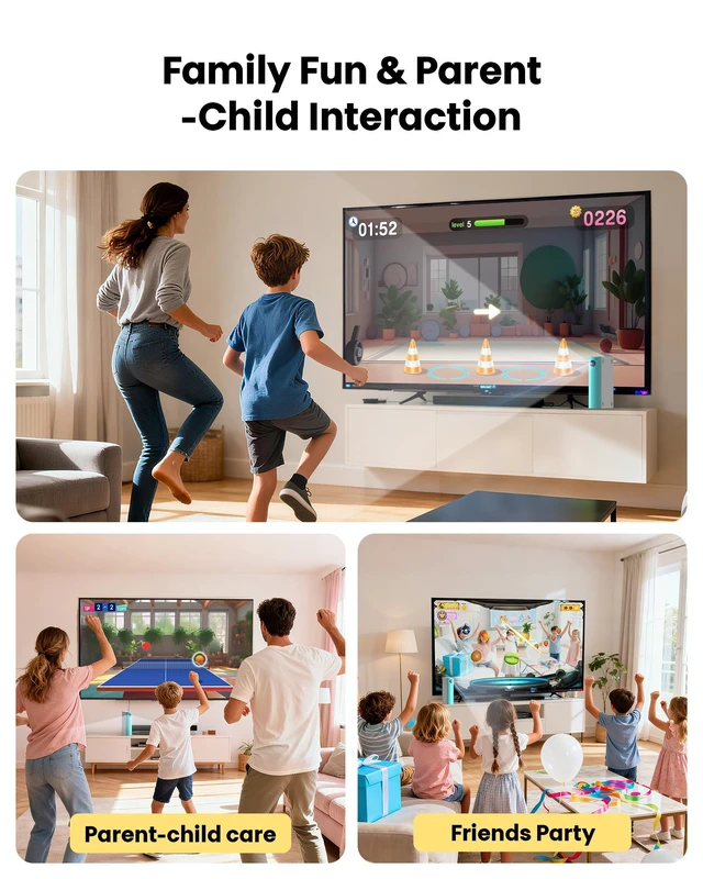 Alt view image 7 of 7 - AR Motion Gaming Console for Kids: Plug & Play Active TV Video Game (Cyan) | 34 Preloaded Games, AI Tracking, Motion Sensing+Gamepad - Family Game Night and Playdates; Gift for Boys Girls Ages 4-12