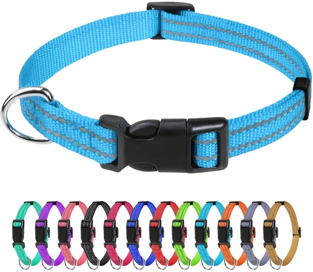 Main image of Small Dog Collar, Reflective Puppy Collar, Sky Blue, 3/8" Width | Lightweight, Nylon Collar for Puppies, Chihuahua, Yorkie & Teacup Dogs 5-15 Lbs, Reflective for Evening Walks, 12 Colors