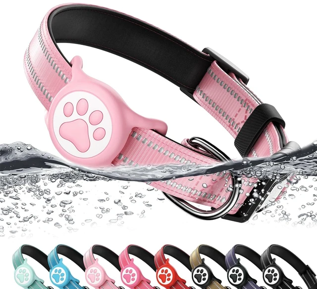Main image of Premium Airtag Dog Collarwith IP68 Waterproof AirTag Holder,Pink,S | Soft,Breathable,Nylon Padded,Reflective,Ultra-Durable Buckle,Adjustable,Comfortable for Small Medium Large Dogs
