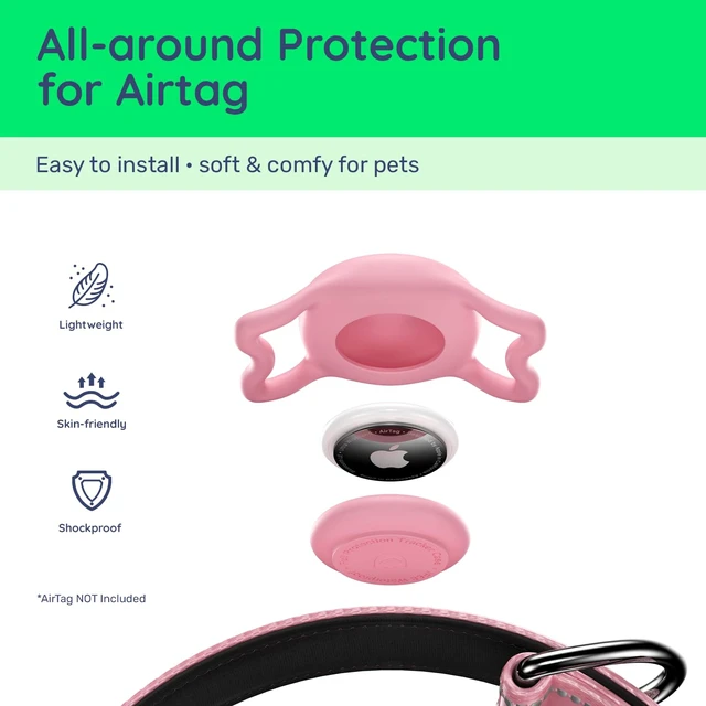 Alt view image 4 of 7 - Premium Airtag Dog Collarwith IP68 Waterproof AirTag Holder,Pink,S | Soft,Breathable,Nylon Padded,Reflective,Ultra-Durable Buckle,Adjustable,Comfortable for Small Medium Large Dogs