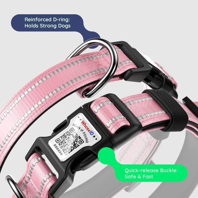 Alt view image 7 of 7 - Premium Airtag Dog Collarwith IP68 Waterproof AirTag Holder,Pink,S | Soft,Breathable,Nylon Padded,Reflective,Ultra-Durable Buckle,Adjustable,Comfortable for Small Medium Large Dogs