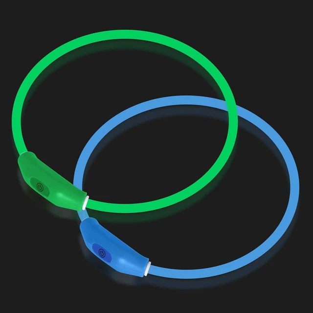 Main image of 2-Pack LED Dog Collar, Light Up Dog Collars,Rechargeable Dog Lights for Night WalkingUniversal, Reusable Safety Necklace for Small Medium Large Dogs Green&Blue