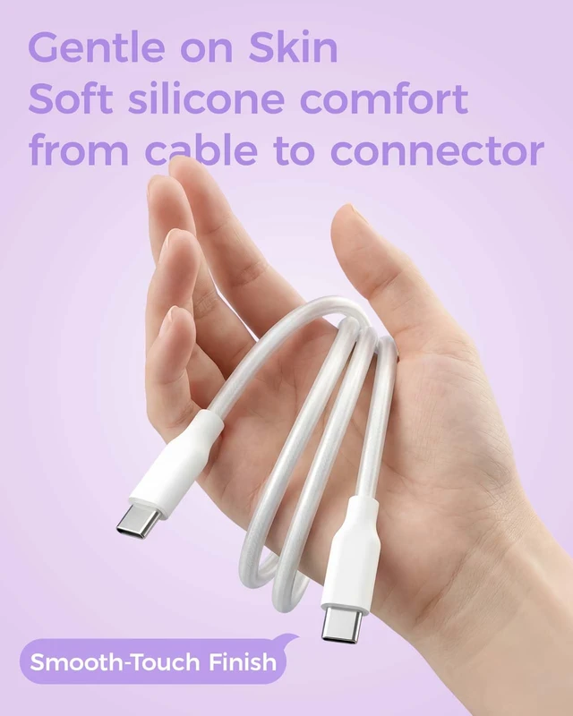 Alt view image 5 of 7 - USB C Cable 10FT 2-Pack, Long Soft Silicone Braided USBC Charging Cable | 60W Fast Charging & 480Mbps Data Transfer, Flexible Type C to C Cable for iPhone 16/15, iPad, Samsung Galaxy, MacBook, Laptop