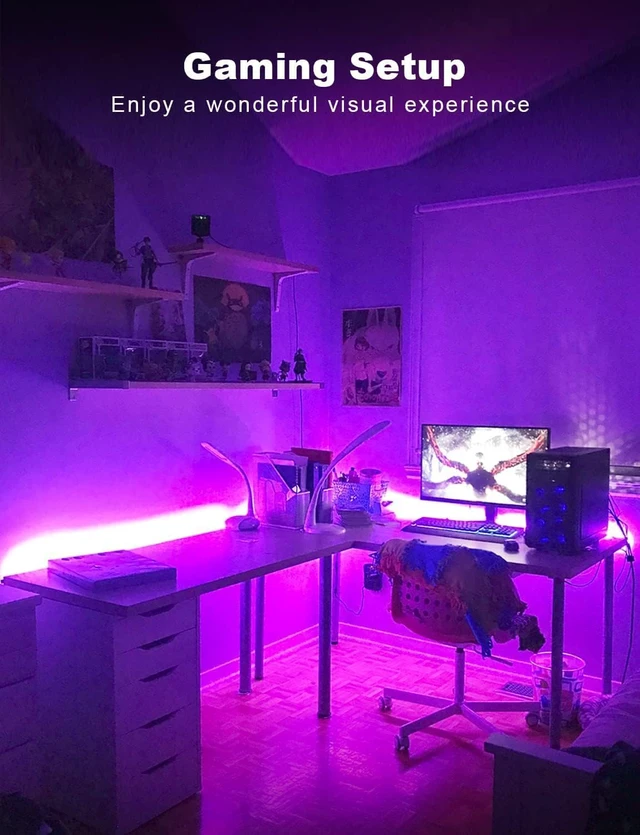 Alt view image 2 of 6 - LED Strip Lights 300ft RGB Music Sync Smart App Control Indoor color changing decor bedroom kitchen party 24-key IR remote timer cuttable flexible strong adhesive