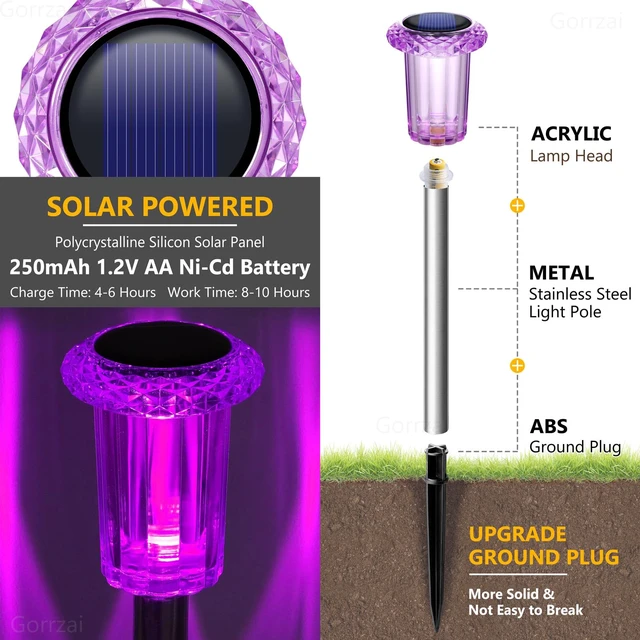 Alt view image 2 of 7 - Halloween Solar Lights Outdoor 15 Pack LED Purple Pathway Lights Waterproof Halloween Decorations Outdoor for Yard Garden Walkway Outside Driveway Landscape Path, Auto On/Off, Spike Pattern