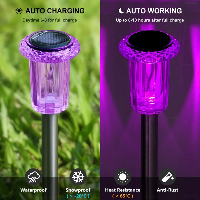 Alt view image 3 of 7 - Halloween Solar Lights Outdoor 10 Pack LED Purple Pathway Lights Waterproof Halloween Decorations Outdoor for Yard Garden Walkway Outside Driveway Landscape Path, Auto On/Off, Spike Pattern