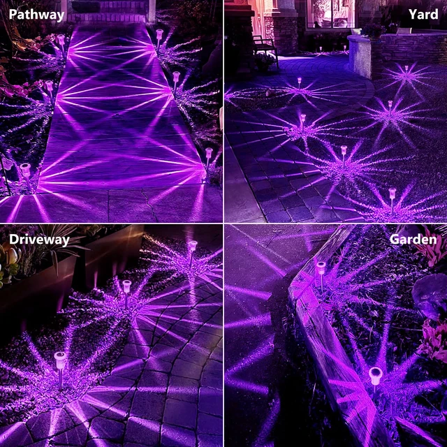 Alt view image 4 of 7 - Halloween Solar Lights Outdoor 15 Pack LED Purple Pathway Lights Waterproof Halloween Decorations Outdoor for Yard Garden Walkway Outside Driveway Landscape Path, Auto On/Off, Spike Pattern