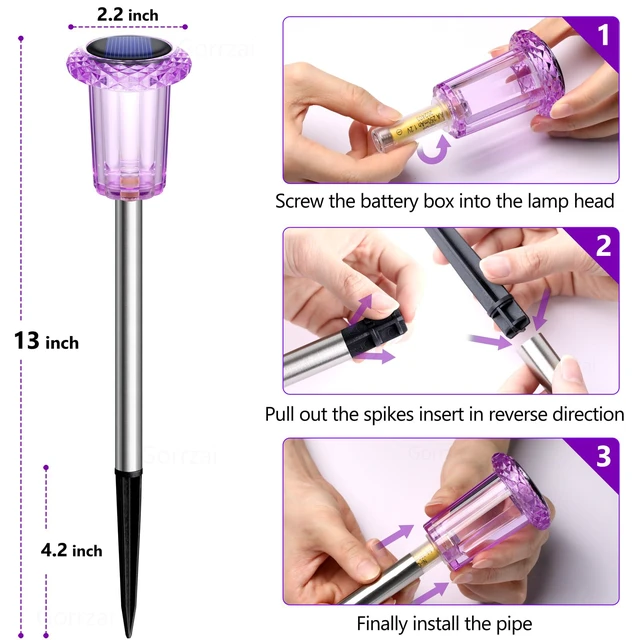 Alt view image 7 of 7 - Halloween Solar Lights Outdoor 10 Pack LED Purple Pathway Lights Waterproof Halloween Decorations Outdoor for Yard Garden Walkway Outside Driveway Landscape Path, Auto On/Off, Spike Pattern