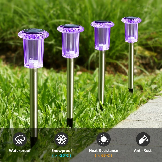 Alt view image 6 of 7 - Halloween Solar Lights Outdoor 15 Pack LED Purple Pathway Lights Waterproof Halloween Decorations Outdoor for Yard Garden Walkway Outside Driveway Landscape Path, Auto On/Off, Spike Pattern