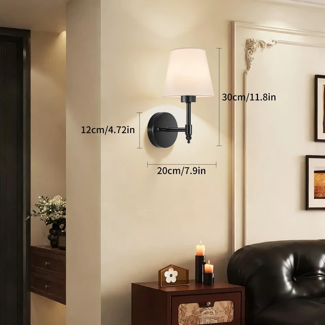 Alt view image 3 of 7 - Battery Operated Wall Sconce Set of 2, Rechargeable Wireless Wall Lights with 5200mAh Dimmable Bulb with Remote,15 Colors Options Wireless Wall Lamps for Bedroom Living Room Hallway-black