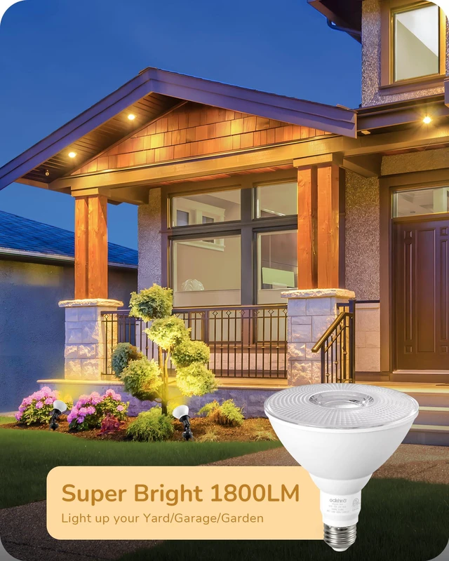 Alt view image 2 of 7 - PAR38 LED Flood Light Bulbs Outdoor Dimmable 3000K 1800LM 4 Pack 18W Equivalent 120W, E26 Base, Waterproof for Patio Yard Porch Driveway Garage