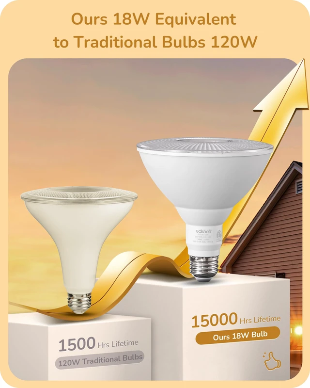 Alt view image 6 of 7 - PAR38 LED Flood Light Bulbs Outdoor Dimmable 3000K 1800LM 4 Pack 18W Equivalent 120W, E26 Base, Waterproof for Patio Yard Porch Driveway Garage