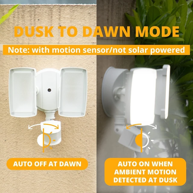 Alt view image 4 of 7 - 19W LED Security Lights Motion Sensor Light Outdoor, 2000LM Motion Flood Light, 5000K, IP65 Waterproof, 2 Adjustable Head Motion Detector Security Light for Exterior,Outside,Garage,Yard(White)