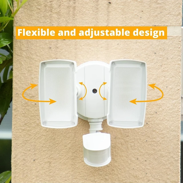 Alt view image 5 of 7 - 19W LED Security Lights Motion Sensor Light Outdoor, 2000LM Motion Flood Light, 5000K, IP65 Waterproof, 2 Adjustable Head Motion Detector Security Light for Exterior,Outside,Garage,Yard(White)