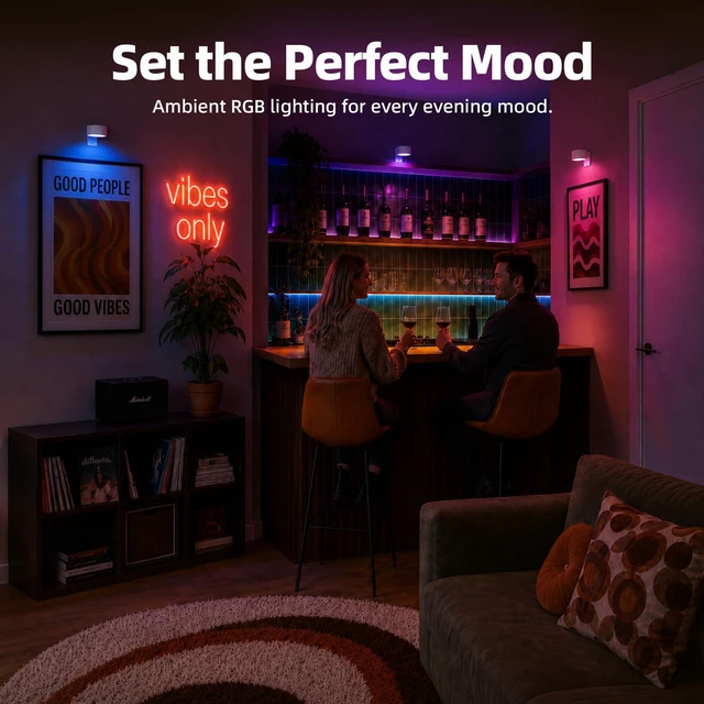 Alt view image 6 of 7 - Picture Lights for Wall, Rechargeable Battery Magnetic Poster Lights with 3 Color Temps & 12 RGB, Remote Dimmable Timer Light, Wall Decor Light for Art Display (6 Pack with Charging Station)