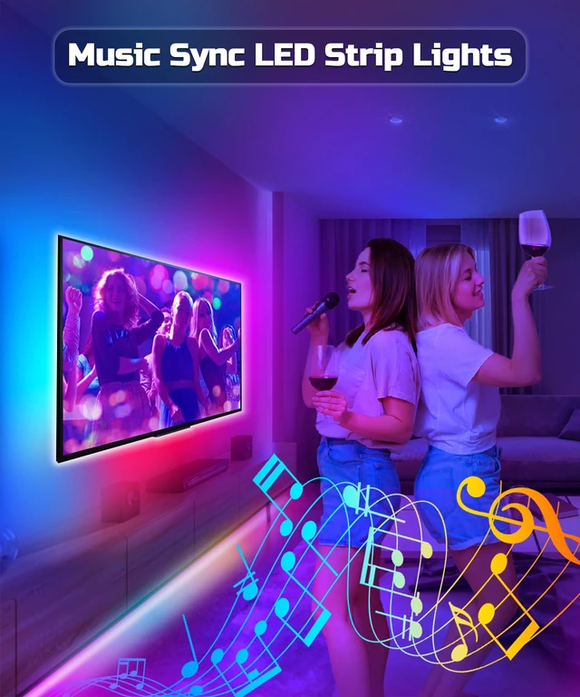 Alt view image 5 of 7 - TV LED Backlight, 23ft TV LED Lights for 75-100 inch,RGB TV Backlight Behind,USB Strip Lights Behind TV, Color Changing Sync with Music, Bluetooth App Controlled Led Lights for Bedroom Home Decor