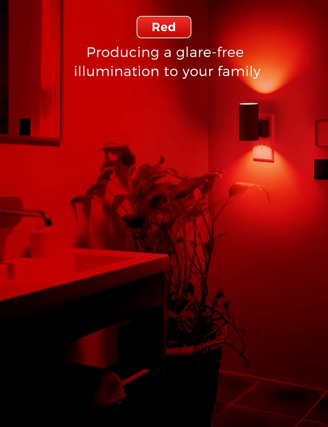 Alt view image 4 of 7 - Red Night Light, Circadian Night Lights Plug into Wall, 4 Pack LED Nightlights with Light Sensor, Sleep Aid Red, Dimmable Night Light for Nursery Kids Adults, Home Decor, Hallway, Bedroom
