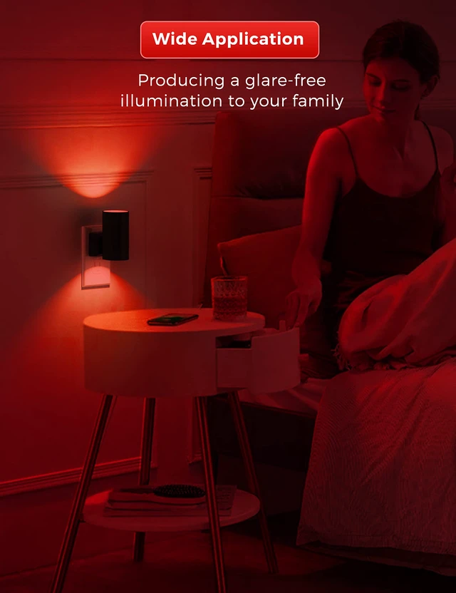 Alt view image 6 of 7 - Red Night Light, Circadian Night Lights Plug into Wall, 4 Pack LED Nightlights with Light Sensor, Sleep Aid Red, Dimmable Night Light for Nursery Kids Adults, Home Decor, Hallway, Bedroom