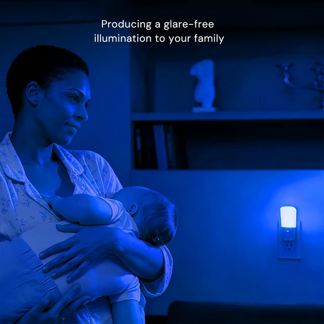 Alt view image 4 of 7 - Blue Night Light Plug in, 2 Pack Dimmable LED Night Lights Decorative Wall Blue Light, Dusk to Dawn Sensor, Adjustable Brightness for Kids Room, Hallway, Bathroom,Bedroom