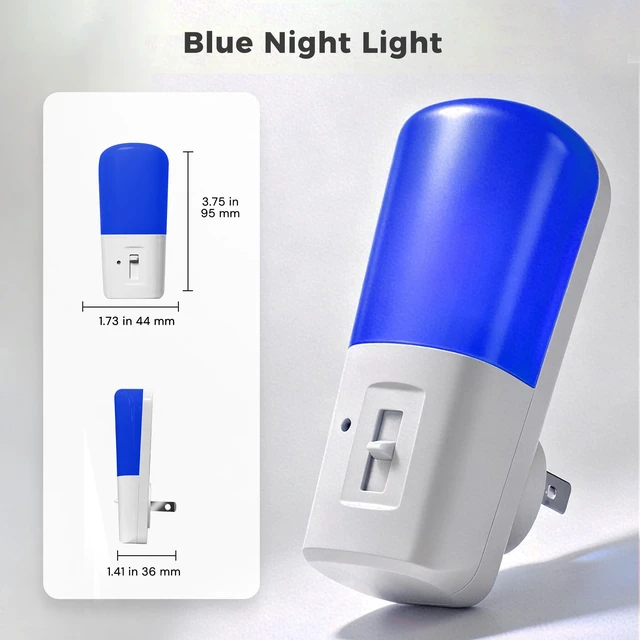 Alt view image 7 of 7 - Blue Night Light Plug in, 2 Pack Dimmable LED Night Lights Decorative Wall Blue Light, Dusk to Dawn Sensor, Adjustable Brightness for Kids Room, Hallway, Bathroom,Bedroom