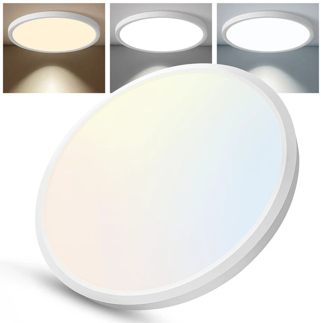 Main image of 12 Inch Slim Dimmable LED Flush Mount Ceiling Light Fixtures, 24W 2640LM 3000K/4000K/5000K, Hardwired Led Lights for Bedroom Hallway Laundry Room Rental Units, 240W Equiv., White