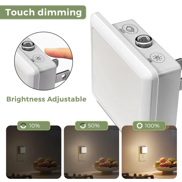 Alt view image 4 of 7 - 3CCT Night Lights Plug into Wall 2-Pack, Plug in Night Light Built-in Dusk to Dawn Sensor, Bright Nightlight Auto-on/off, for Adults Kids Room Bedroom Bathroom Hallway Kitchen, 0.3W