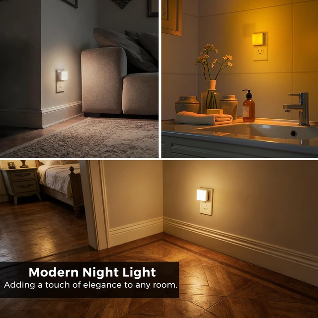 Alt view image 6 of 7 - 3CCT Night Lights Plug into Wall 2-Pack, Plug in Night Light Built-in Dusk to Dawn Sensor, Bright Nightlight Auto-on/off, for Adults Kids Room Bedroom Bathroom Hallway Kitchen, 0.3W