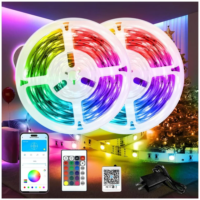 Main image of LED Lights for Bedroom 132ft (2 Rolls of 65.6ft), Music Sync Color Changing Strip Lights with Remote, 24V Power Supply, Classroom Lighting, Room Decor for Teen Girls Boys Birthday Gifts