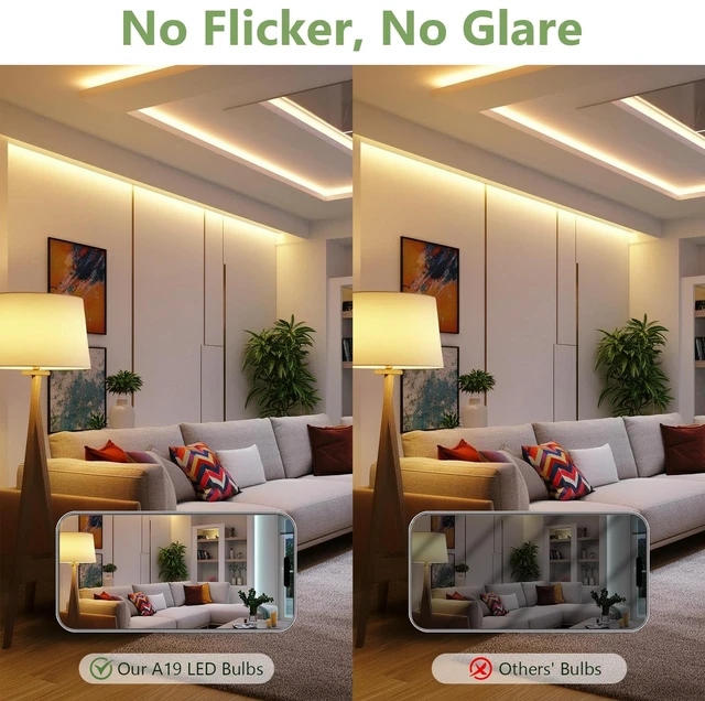 Alt view image 5 of 7 - A19 LED Light Bulbs Dimmable,75W Equivalent 1000 Lumens, 2700K Soft White, E26 Base, 15000-Hour Lifespan, 11.5W Energy Saving LED Bulbs, Ideal for for Living Room & Bedroom Lighting, 6 Pack