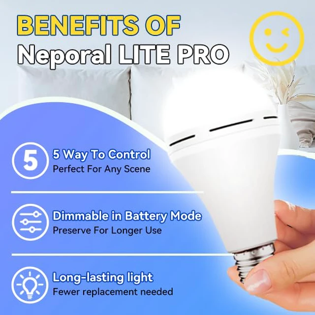 Alt view image 3 of 7 - Emergency-Rechargeable-Light-Bulb, Stay Lights Up When Power Failure,15W 80W Equivalent LED Light Bulbs for Home, Camping, Tent (Daylight, 4 Pack 2600mAh)