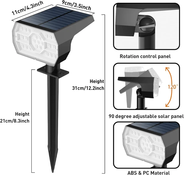Alt view image 5 of 6 - Solar Color Changing Lights - 4 Pack (Multicolor) 23 LED 7 Color Changing Modes IP68 Waterproof Solar Spot Lights for Outdoor Gardens, Yards, Landscapes & Halloween