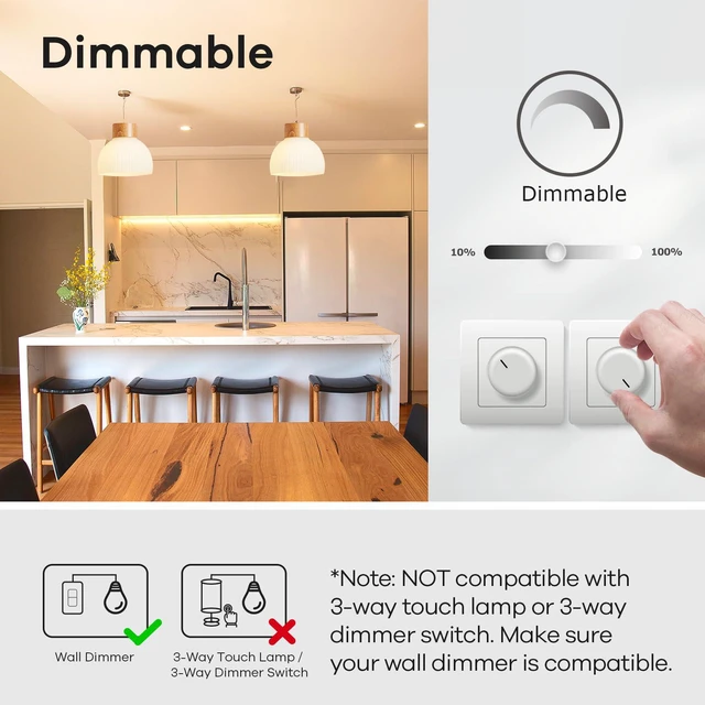 Alt view image 4 of 7 - A19 LED Light Bulbs Dimmable, 60W Equivalent, Energy Efficient 9W, 2700K, 800 Lumens, E26 Standard Base, Lighting for Bedroom Living Room Home Office, 24 Packs