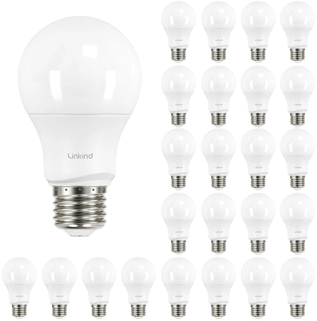 Main image of A19 LED Light Bulbs Dimmable, 60W Equivalent, Energy Efficient 9W, 2700K, 800 Lumens, E26 Standard Base, Lighting for Bedroom Living Room Home Office, 24 Packs