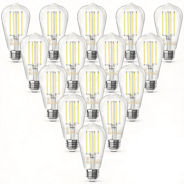 Main image of LED Edison Light Bulbs, E26 Dimmable Vintage Bulb, 8W = 60W Equivalent Daylight White 5000K, 800LM, E26 Base, ST19/58, 80+CRI, Clear Glass, Antique Decorative Filament Bulb for Living Room, 20Pack
