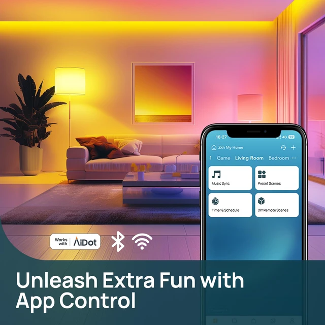 Alt view image 4 of 7 - Smart Light Bulbs, Work with Alexa, Google Home, AiDot Remote Control, 16 Million Color Changing, 1800K-6500K White, 2.4G WiFi+Bluetooth, Preset Scene, A19 E26, 60W 800LM, 6Pack
