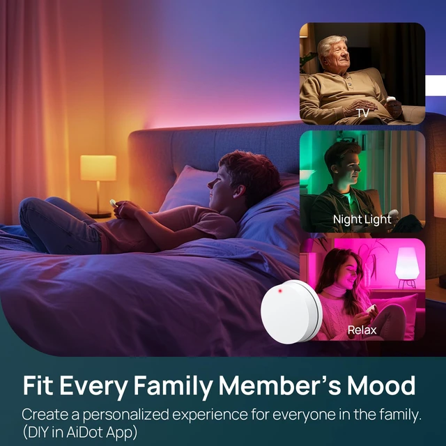 Alt view image 6 of 7 - Smart Light Bulbs, Work with Alexa, Google Home, AiDot Remote Control, 16 Million Color Changing, 1800K-6500K White, 2.4G WiFi+Bluetooth, Preset Scene, A19 E26, 60W 800LM, 6Pack