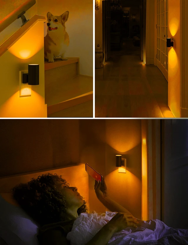 Alt view image 7 of 7 - Night Light, Amber Nightlight,Dimmable Night Light,Light Sensor Yellow Nightlight, 0-100LM, Sleep Light for Kids, Soft & Warm Light for Bedroom, Bathroom, 2 Pack