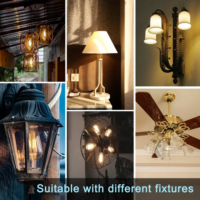 Alt view image 5 of 6 - LED Edison Light Bulbs, E26 Dimmable Vintage Bulb, 8W = 60W Equivalent Warm White 2700K, 800LM, E26 Base, ST19/58, 80+ CRI, Clear Glass, Antique Decorative Filament Bulb for Living Room, 10 Pack