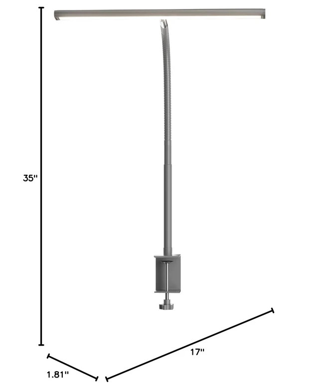 Alt view image 7 of 7 - LED Desk Lamp with Clamp, 17" Stepless Dimming Light, Grey 2700K-6500K, 100 LEDs, 360° Gooseneck, Fits Up to 30" Monitors, Flicker-Free Lighting for Home Office, Study& Workbench