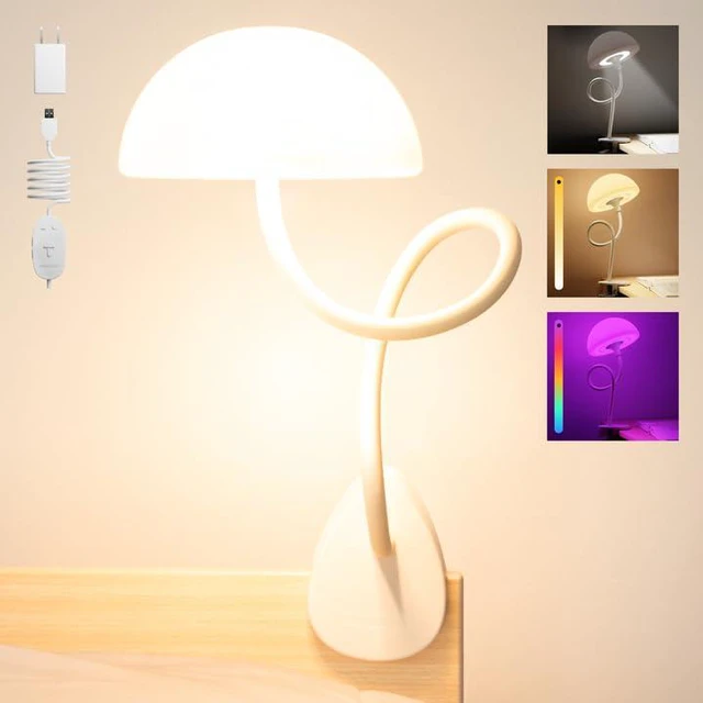 Main image of Shroommate Clip On Light for Dorm Room - 2.0 (White) Bed Headboard Lamp, Bedside Table Lamp Dorm, College Dorm Room Essentials, Night Light Kids Nursery, MultiColor LEDs
