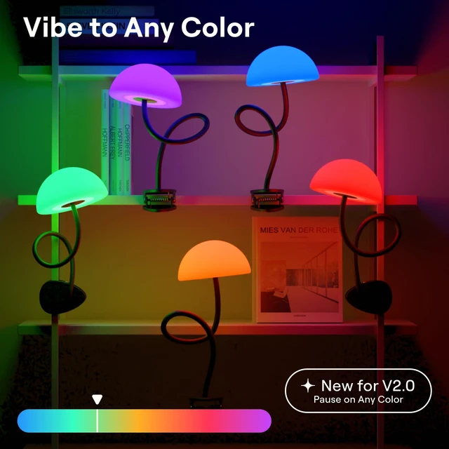 Alt view image 3 of 6 - Shroommate Clip On Light for Dorm Room - 2.0 (White) Bed Headboard Lamp, Bedside Table Lamp Dorm, College Dorm Room Essentials, Night Light Kids Nursery, MultiColor LEDs