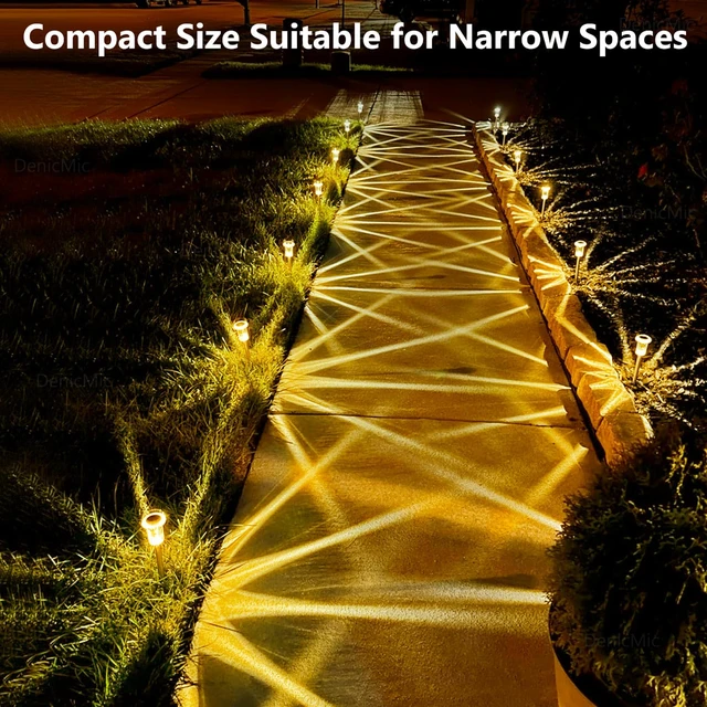 Alt view image 7 of 7 - Solar Garden Lights Outdoor Waterproof Warm White LED 15 Pack Yard Garden Driveway Walkway Landscape Path Lights, Starburst Pattern, Acrylic Diamond-like Lampshade Stainless Steel Pole