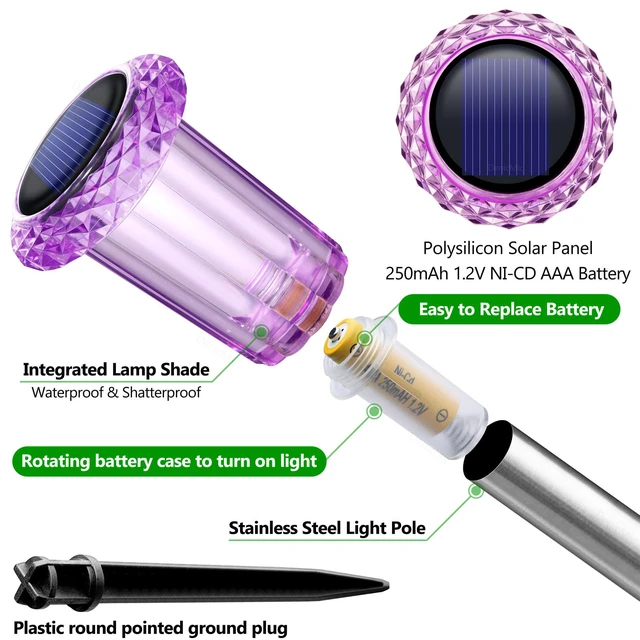 Alt view image 2 of 7 - Solar Halloween Lights Outdoor 15 Pack Purple LED Halloween Decor Yard Garden Pathway Walkway Driveway Landscape Spike Style Starburst Light Pattern, IP65 Waterproof, Acrylic/Stainless Steel