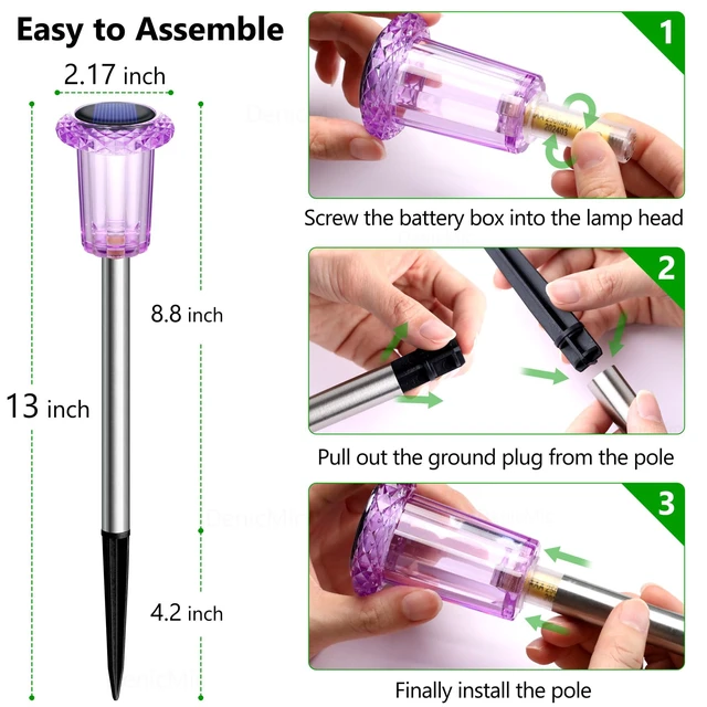 Alt view image 4 of 7 - Solar Halloween Lights Outdoor 15 Pack Purple LED Halloween Decor Yard Garden Pathway Walkway Driveway Landscape Spike Style Starburst Light Pattern, IP65 Waterproof, Acrylic/Stainless Steel