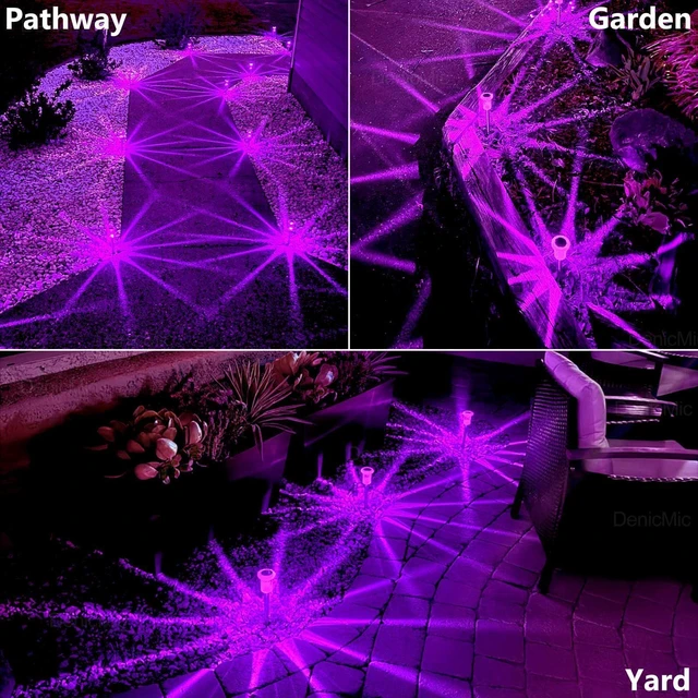 Alt view image 7 of 7 - Solar Halloween Lights Outdoor 15 Pack Purple LED Halloween Decor Yard Garden Pathway Walkway Driveway Landscape Spike Style Starburst Light Pattern, IP65 Waterproof, Acrylic/Stainless Steel