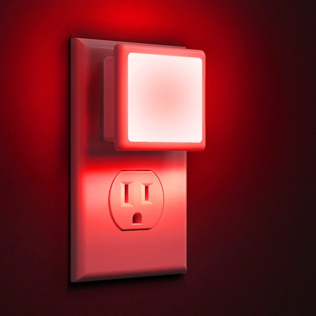 Main image of Red Night Lights Plug into Wall 2-Pack, Plug in Night Light Built-in Dusk to Dawn Sensor, Bright Nightlight Auto-on/off, for Adults Kids Room Bedroom Bathroom Hallway Kitchen, 0.3W