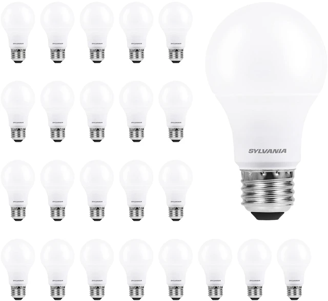 Main image of Sylvania ECO LED A19 Light Bulb, 60W Equivalent Efficient 9W, 7 Year, 750 Lumens, Medium Base, Frosted, 2700K, Soft White - 24 Pack (40986)