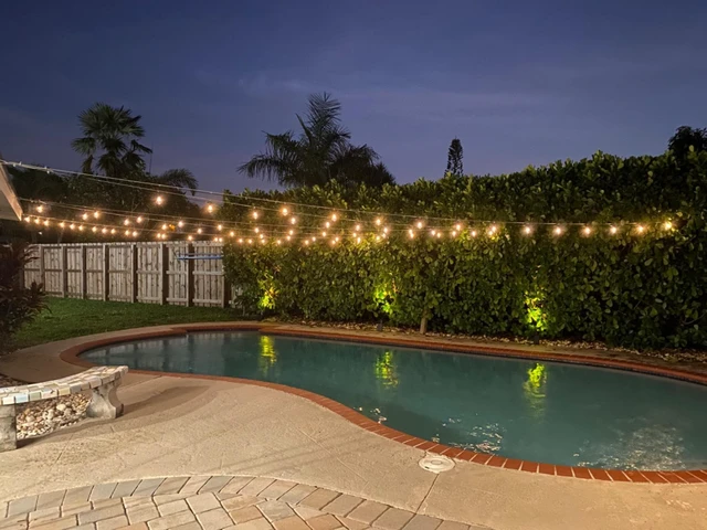 Alt view image 7 of 7 - Ambience Pro Solar Powered Outdoor String Lights, 48 ft Commercial Grade Waterproof Patio Lights, 15 Edison Bulbs, Shatterproof LED String Lights for Outside, Porch - 1W Soft White