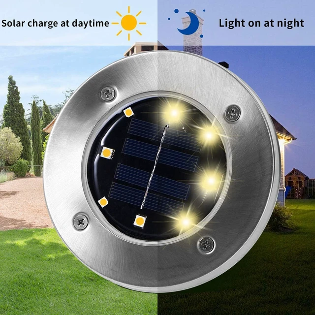 Alt view image 4 of 7 - Solar Lights Outdoor Waterproof, Warm White, 16 Pack Ground Lights Solar Powered Lights Outdoor Solar Disk Light Landscape Light for Deck Step Patio Yard Pathway Walkway Driveway Garden